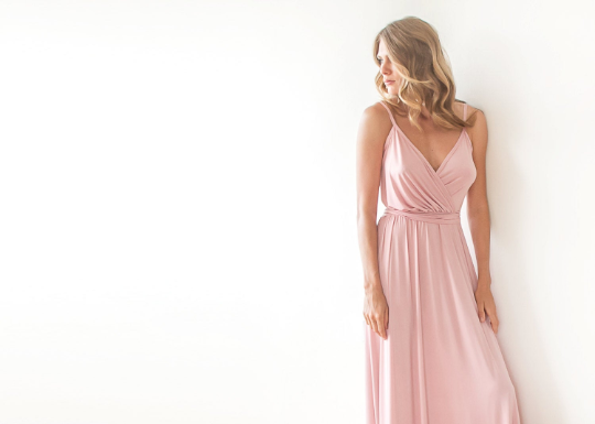 Pink Wrap Maxi Dress #1060