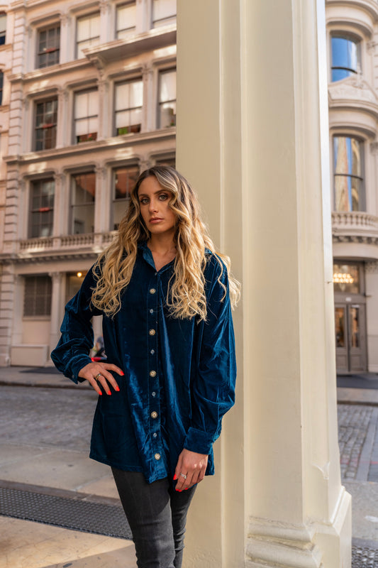 Teal Velvet Shirt